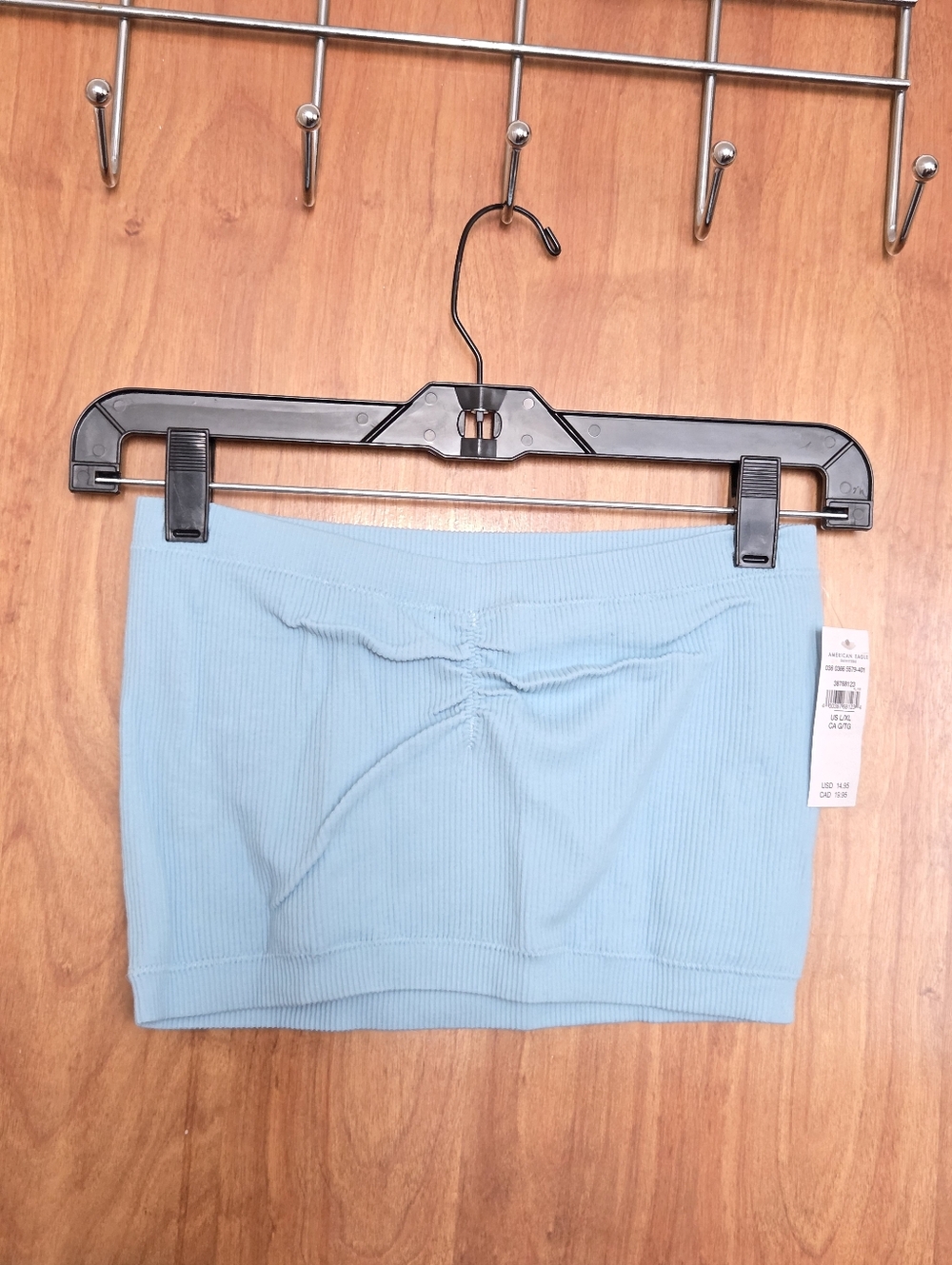 American Eagle Outfitters Light Blue Ribbed Cropped Tube Top